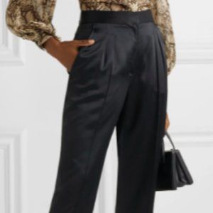 Nili Lotan Lia Pleated Silk Satin Ankle Pant